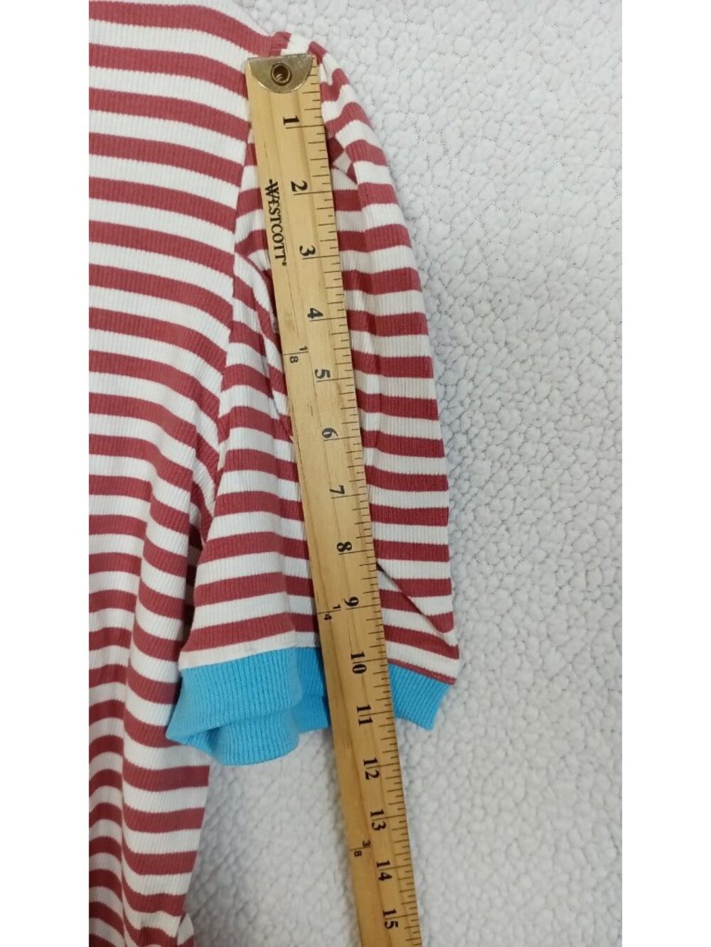 Women's XL Red White Blue Striped Crewneck Shirt Colorblock Y2K Summer Retro Tee - Picture 8 of 10